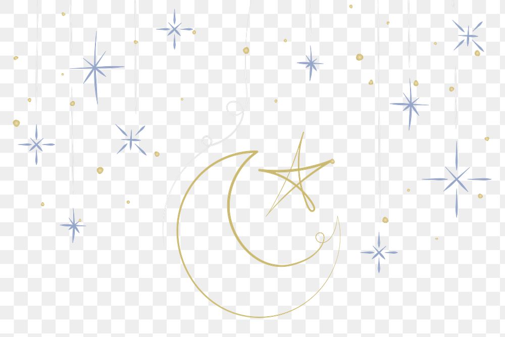 Png star and crescent moon transparent background