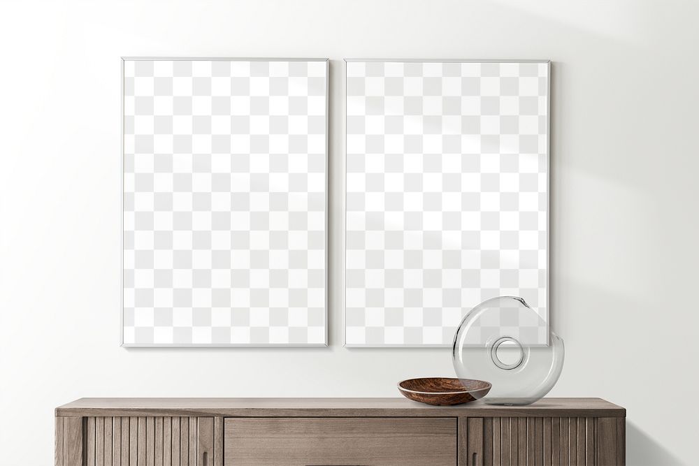 Png transparent frame mockup on the wall