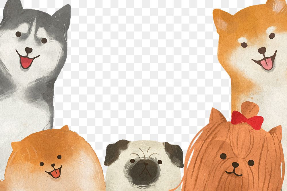 Dog png border frame with cute pooches 