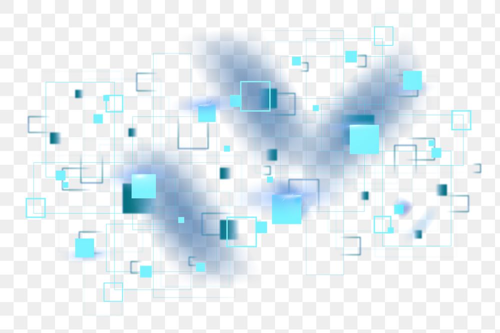 Blue neon geometric shapes png design element