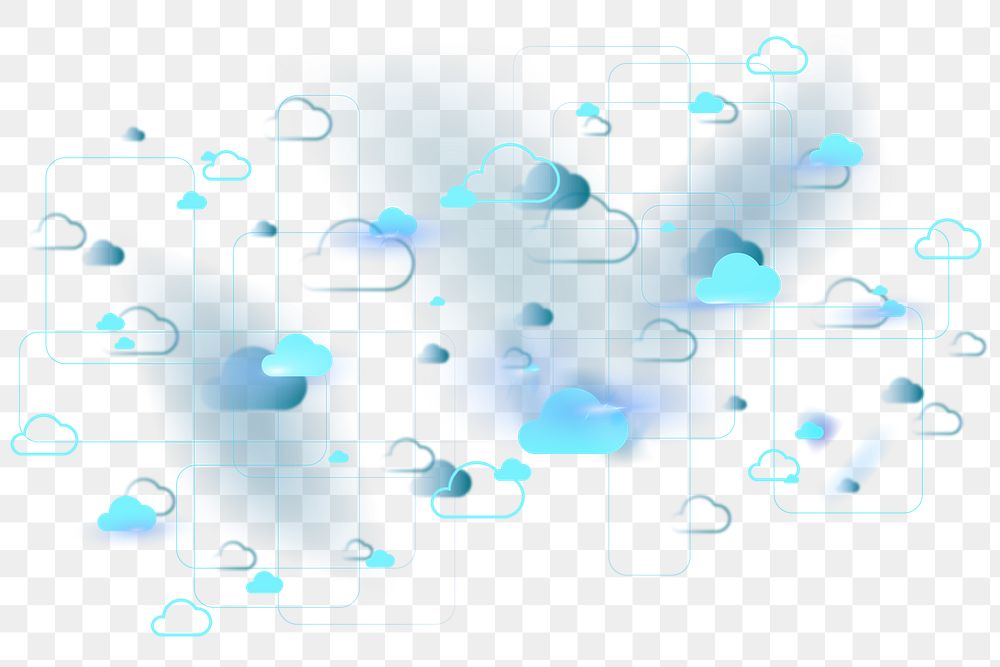 Blue neon cloud system png design element