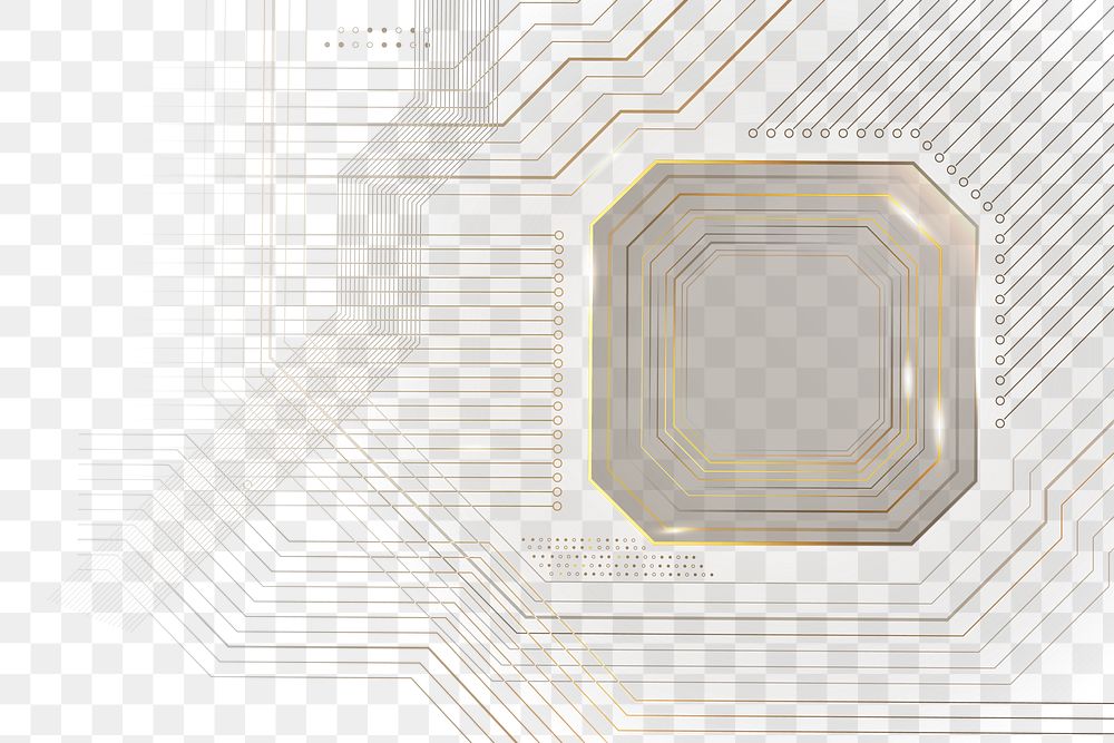 Motherboard circuit technology background png in gold
