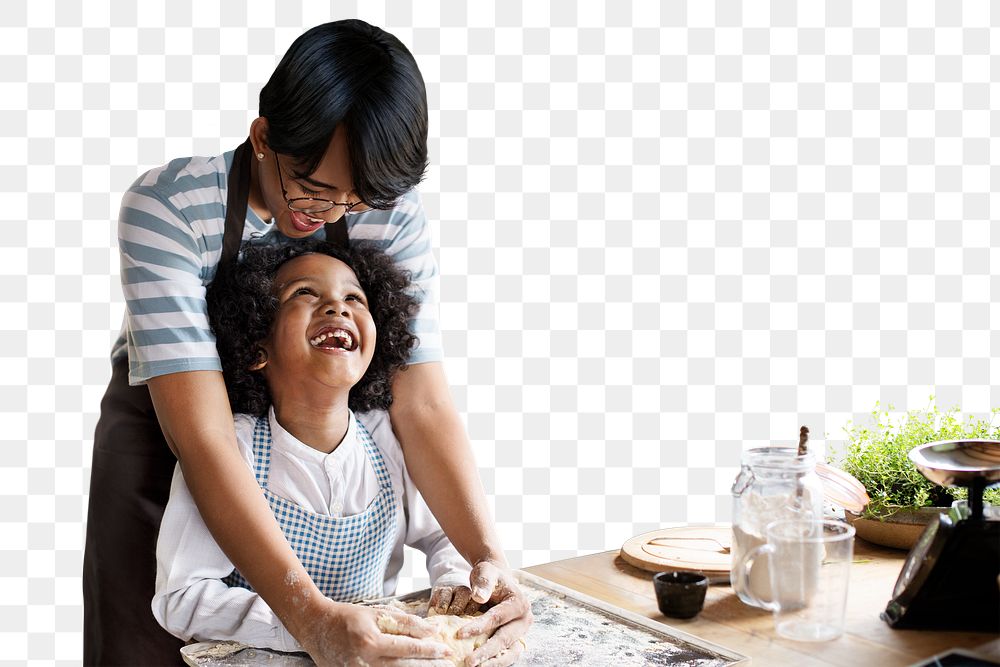 Mother and son cooking png design element