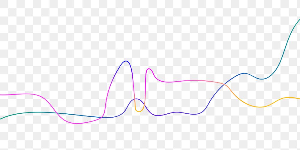 Doodle line png colorful border on transparent background