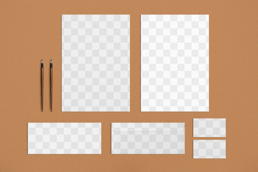 Corporate identity transparent mockup png set for business enterprise