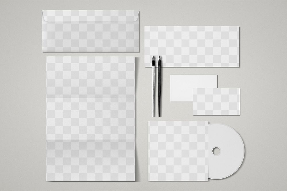 Corporate identity transparent mockup png set for business enterprise