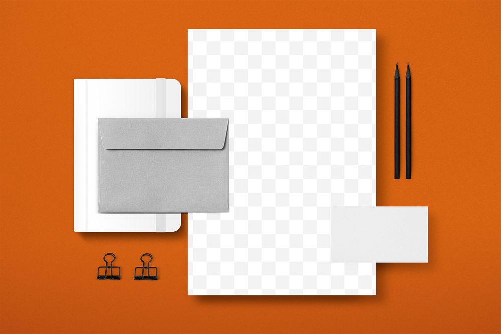 Corporate identity transparent mockup png set for business enterprise