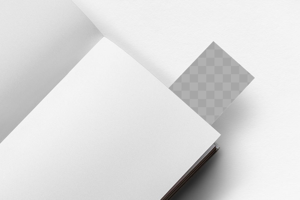 Minimal book pages mockup png with bookmark