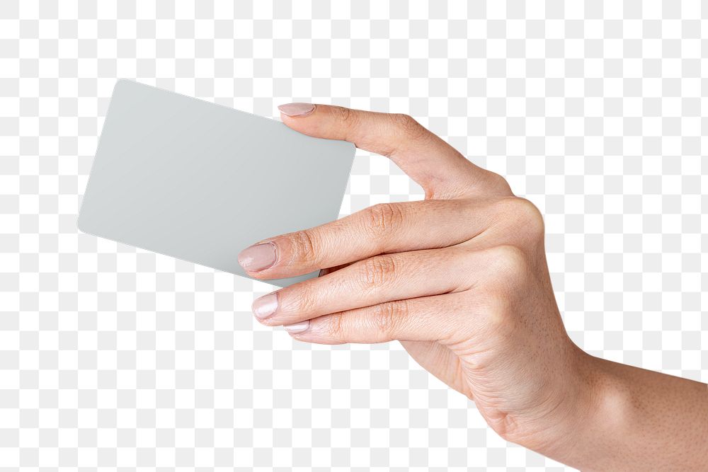 Hand holding a blank card transparent png
