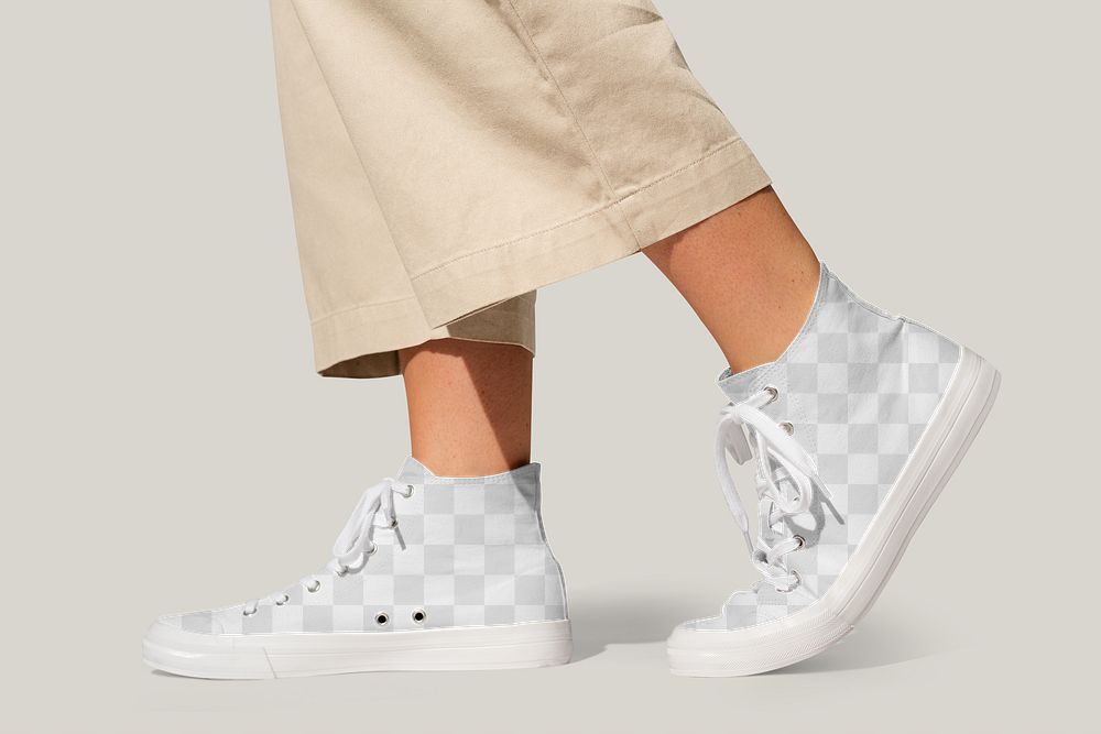Png plain sneakers transparent mockup unisex streetwear fashion shoot