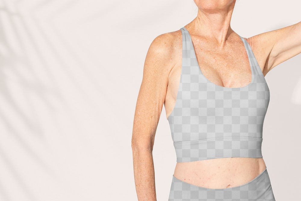 Women&rsquo;s sports bra png mockup transparent sportswear apparel close up