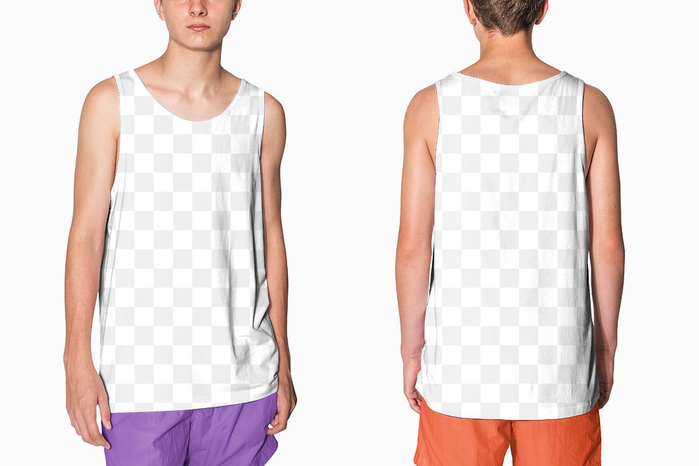 Png tank top mockup teen&rsquo;s summer apparel studio shoot