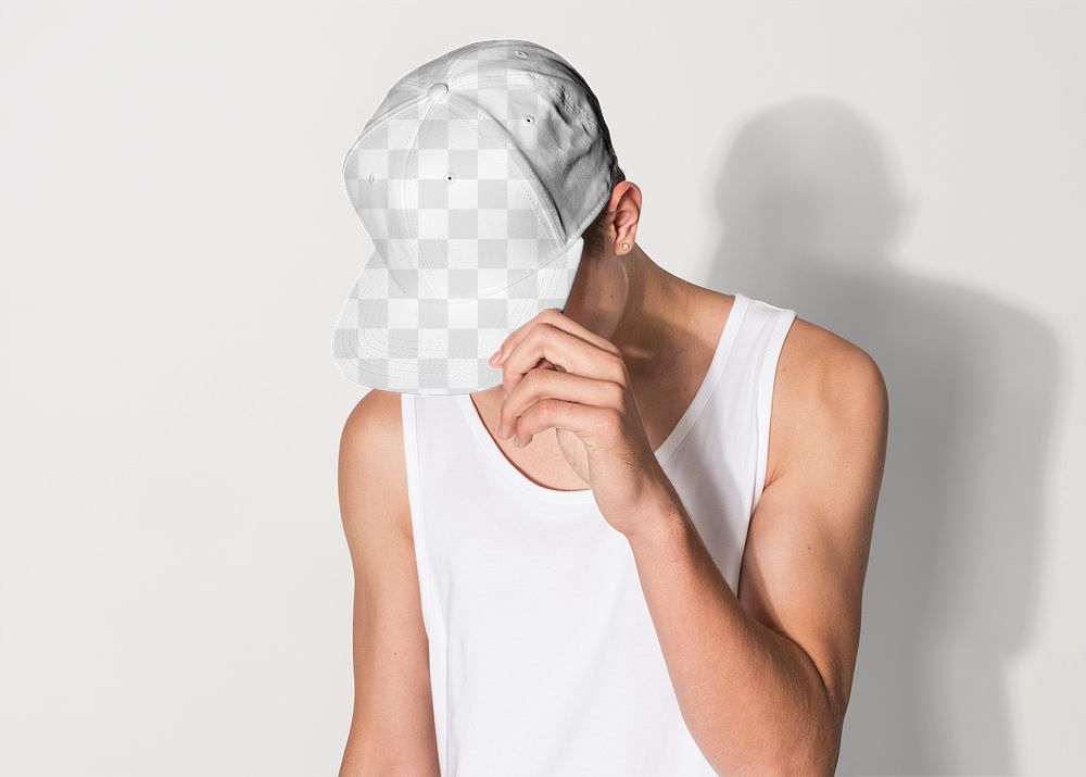 Png transparent snapback cap mockup street fashion shoot rear view