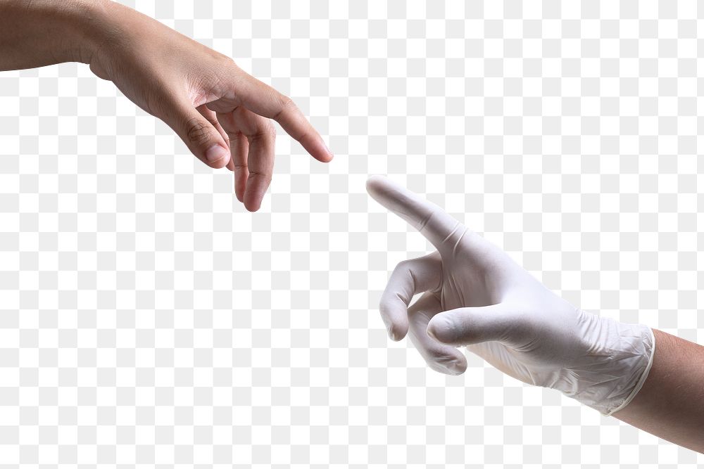 Human hands png mockup reaching for each other