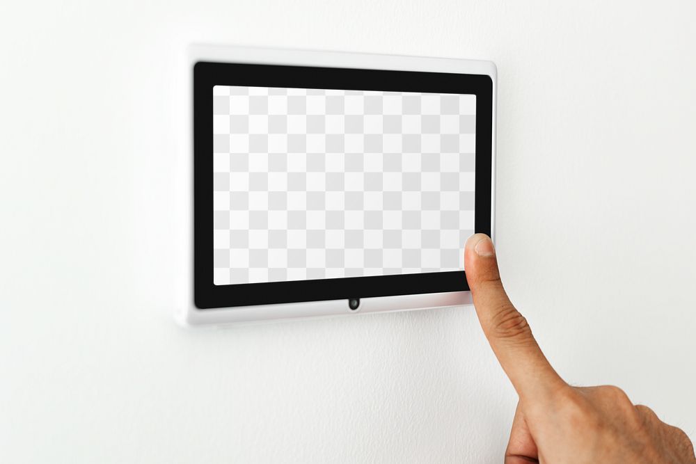 Smart home png screen panel monitor mockup on a wall