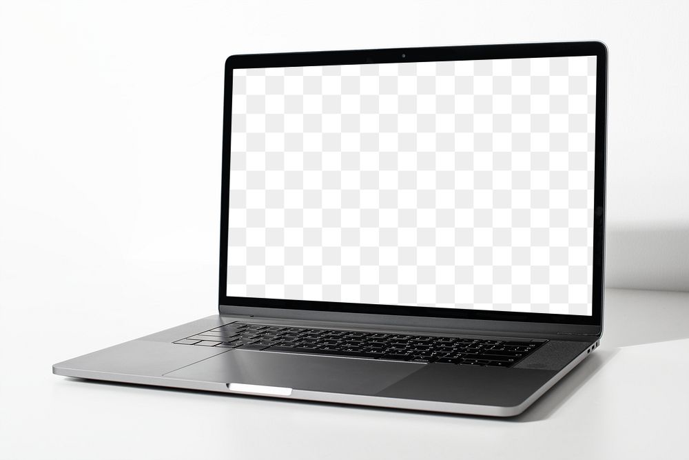 Laptop png screen mockup on a white table