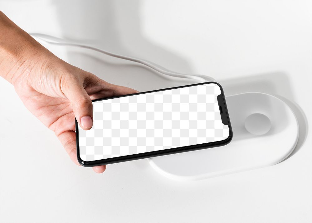 Smartphone png screen charging on a wireless charger