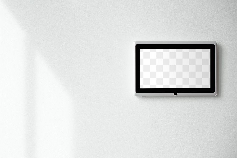 Home automation png panel monitor mockup on a wall
