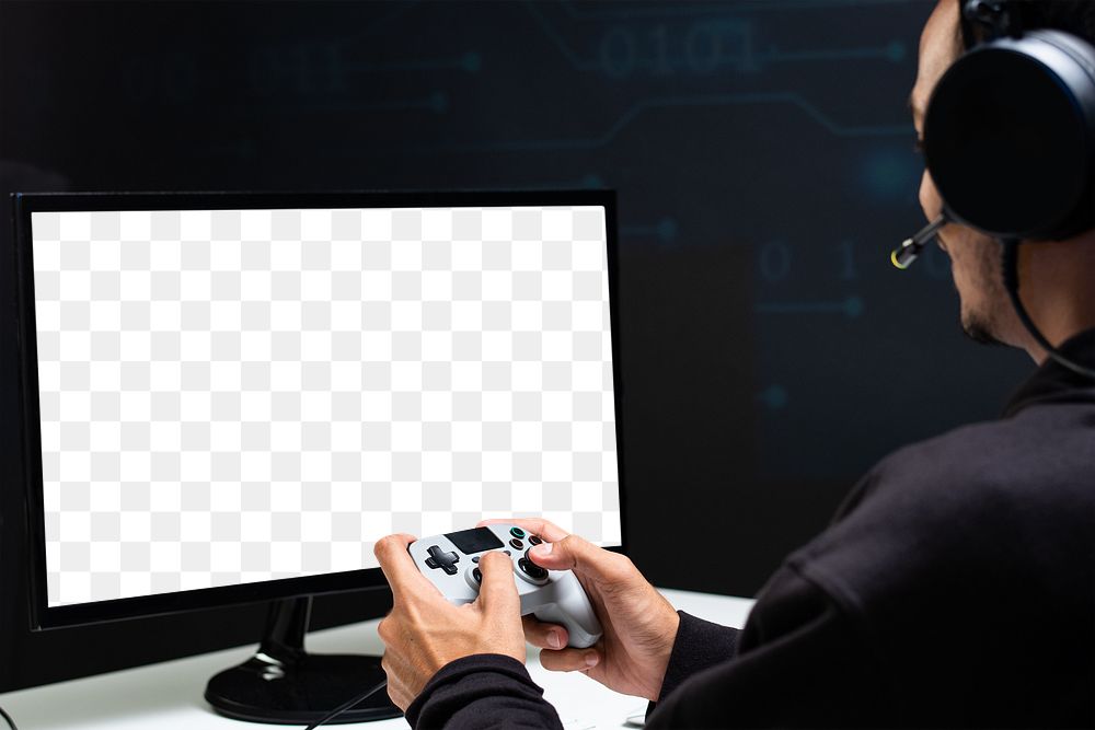 Computer png screen mockup for professional gamer