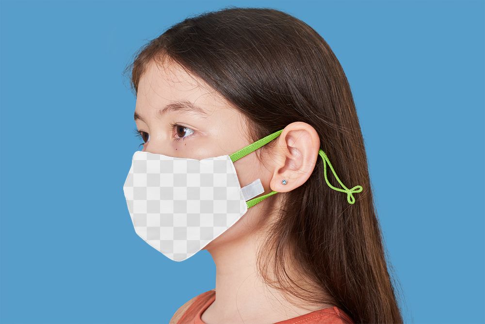 Girl's face mask png mockup