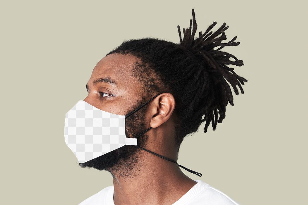 Man wearing face mask mockup png due to covid-19 protection