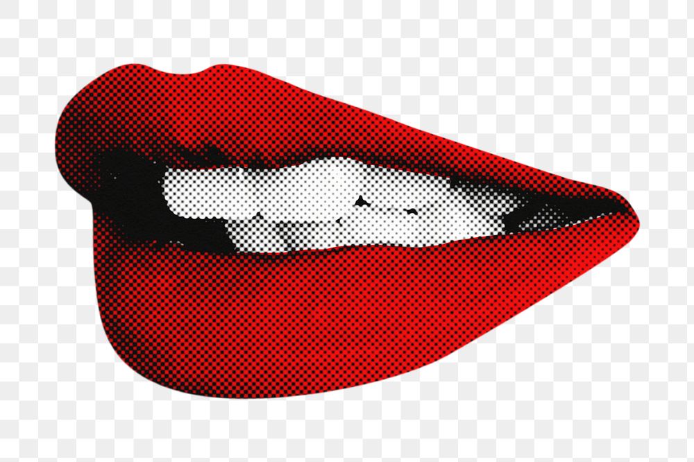 Red lips png sticker pop art, transparent background