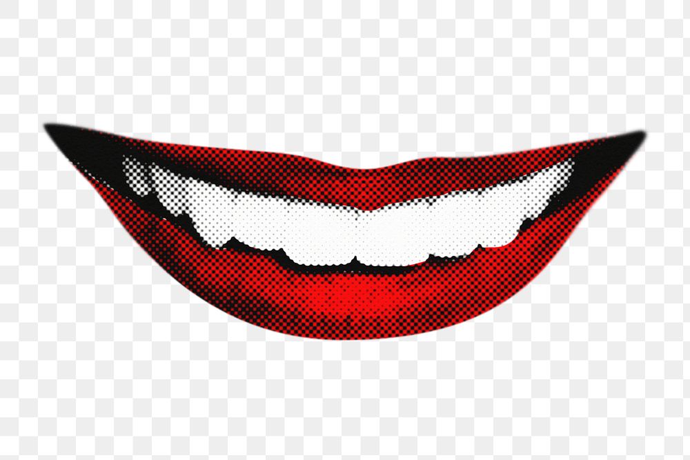 Smiling lips png sticker pop art, happy mouth, transparent background