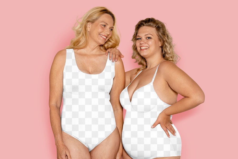 Plus size swimsuit png mockup, women's lingerie, transparent design