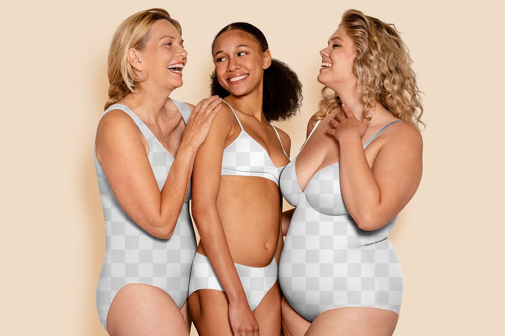 Women's swimwear png mockup, size inclusive fashion, transparent design
