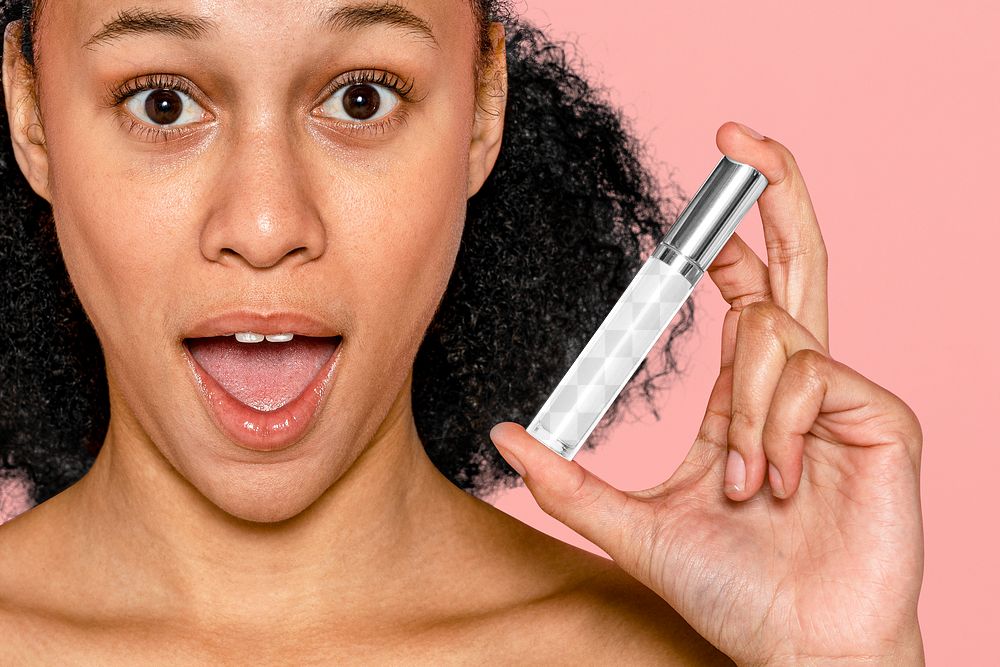 Lipgloss png mockup, cosmetic & makeup transparent packaging