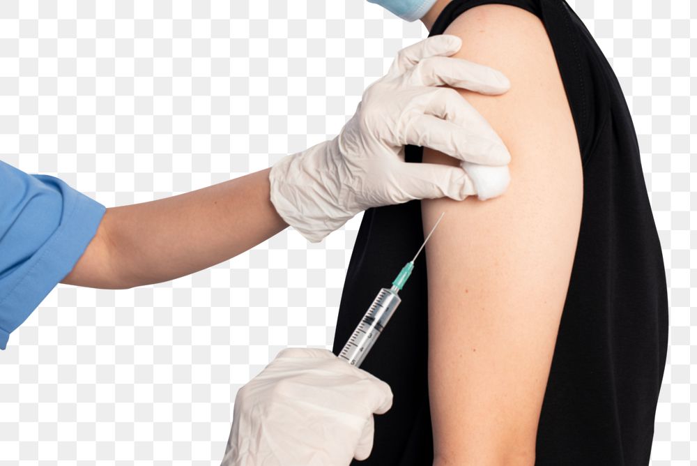 Patient png mockup having a vaccination