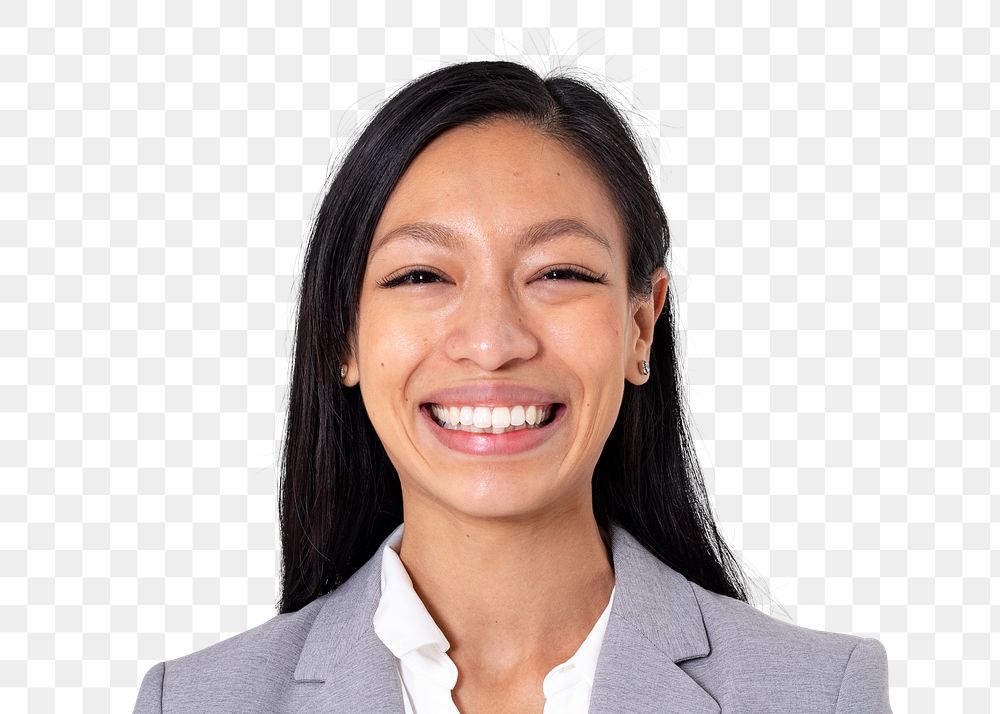Business woman png transparent, happy smile portrait