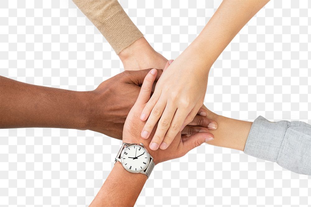 Png Diverse hands united mockup business teamwork gesture