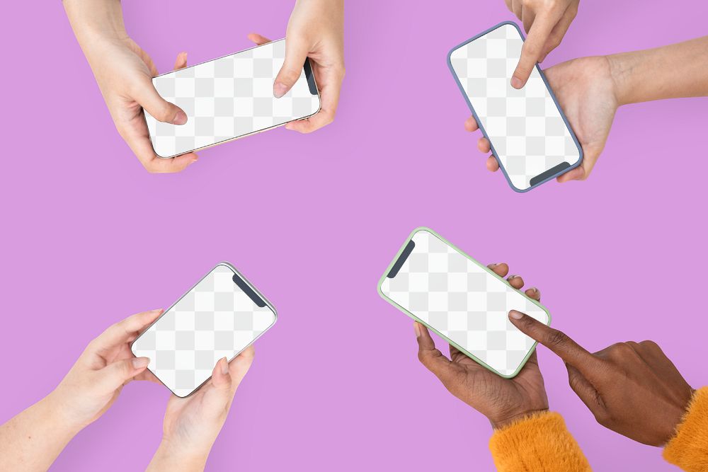 Png Smartphone screen hands mockup digital device