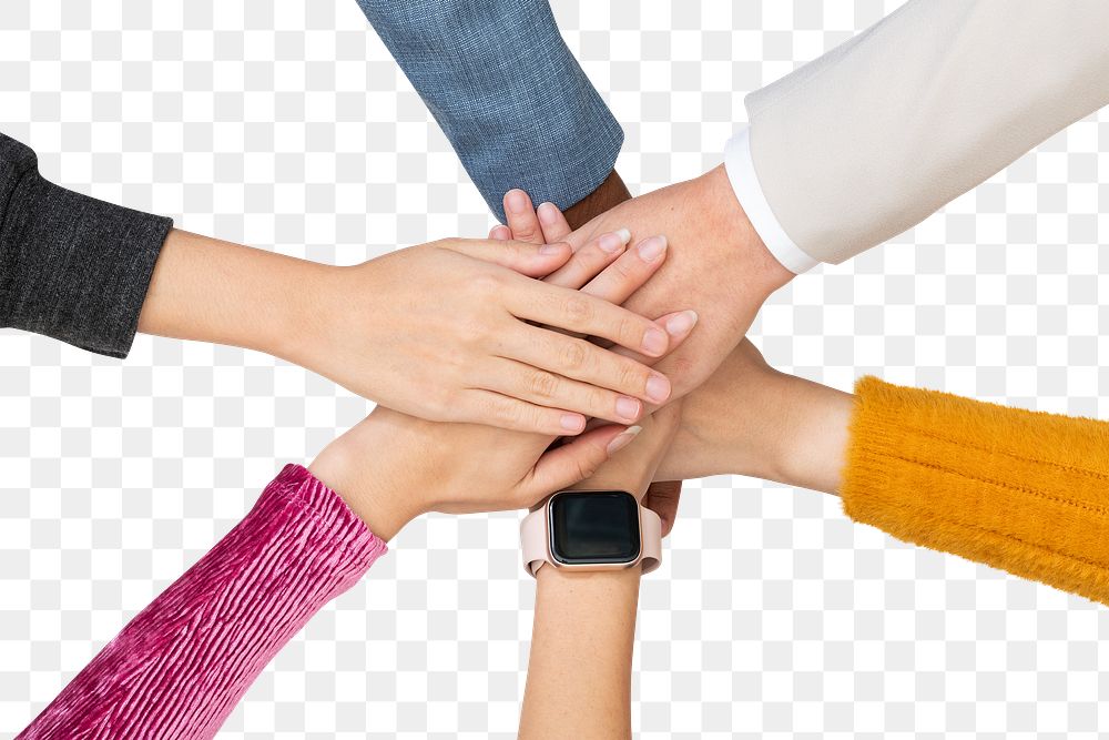 Png Diverse hands united mockup in teamwork concept