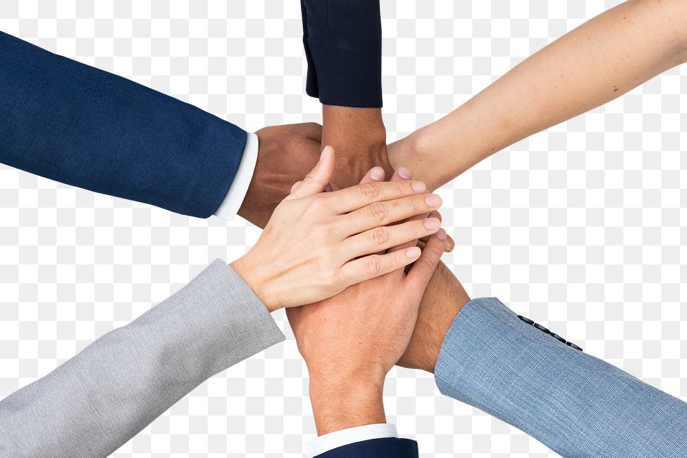 Png Diverse hands united mockup business teamwork gesture