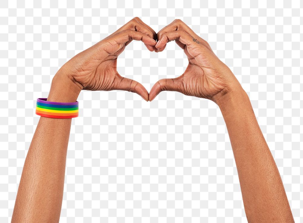 Png Heart hand gesture mockup LGBTQ+ ally campaign