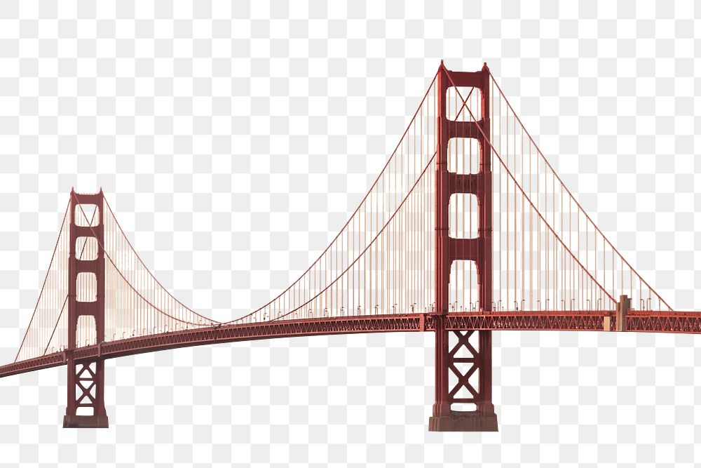 Golden Gate Bridge png illustration, San Francisco's architecture, transparent background