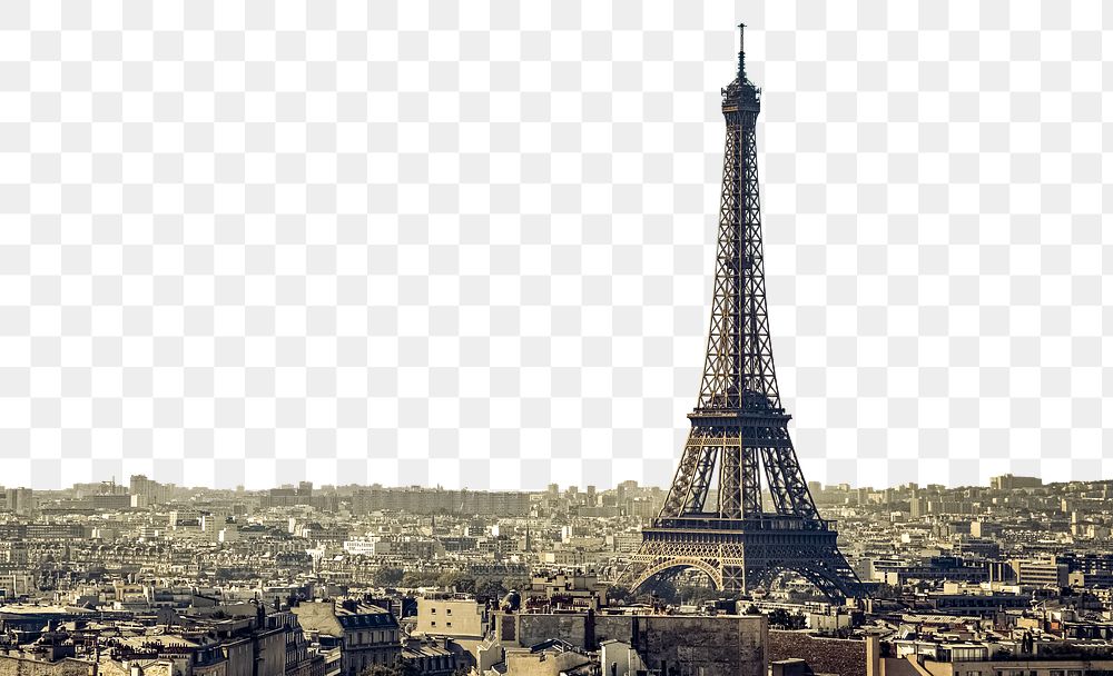 Eiffel tower png border, transparent background, Paris cityscape