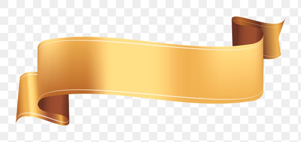 Gold Ribbon PNG, transparent label banner clipart