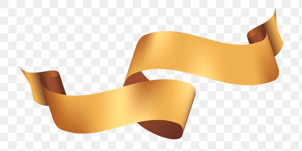 PNG Ribbon clipart, gold banner on transparent background