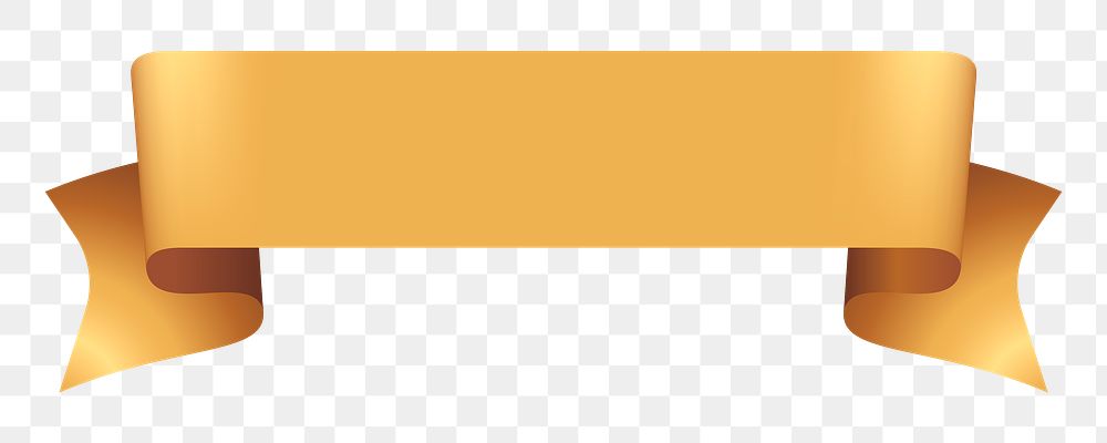 PNG Ribbon clipart, gold banner on transparent background