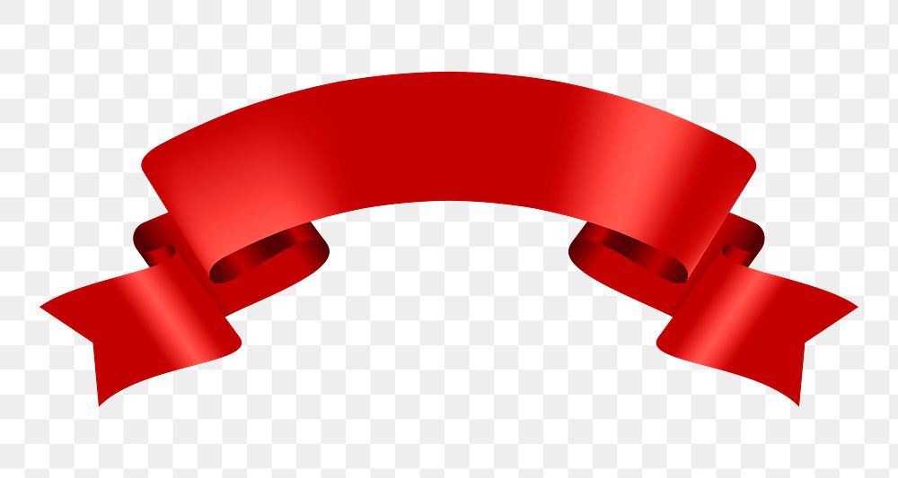 Red Ribbon PNG, transparent label banner clipart
