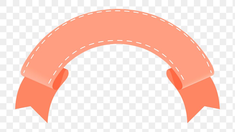 Peach ribbon PNG, transparent label banner clipart