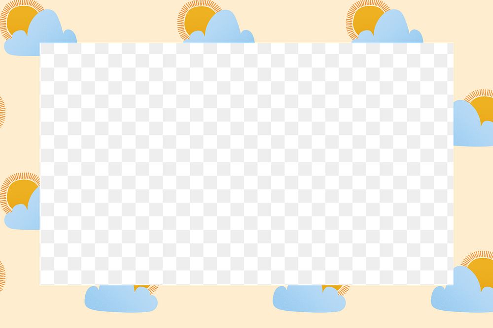 Cute frame png, sun pattern weather clipart