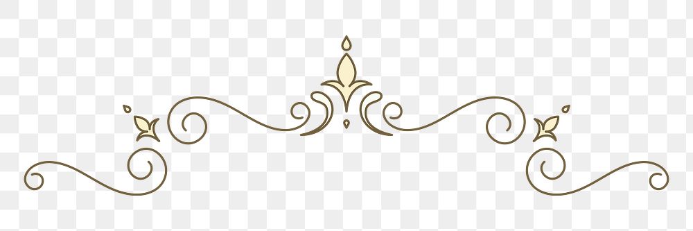 Png ornament divider with vintage yellow color