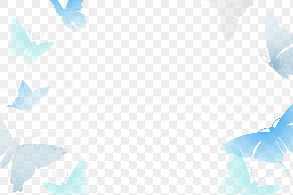 Blue butterfly png frame, aesthetic design