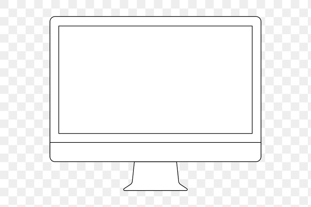 Computer desktop outline png sticker, blank screen digital device illustration
