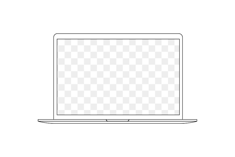 Laptop transparent screen png mockup, digital device illustration