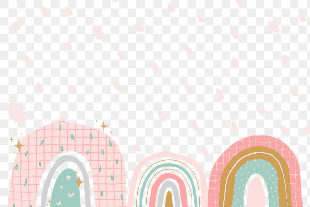 Rainbow PNG transparent background, cute doodle